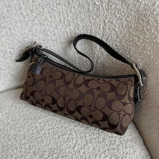 Coach Signature Brown Baguette Shoulder Bag