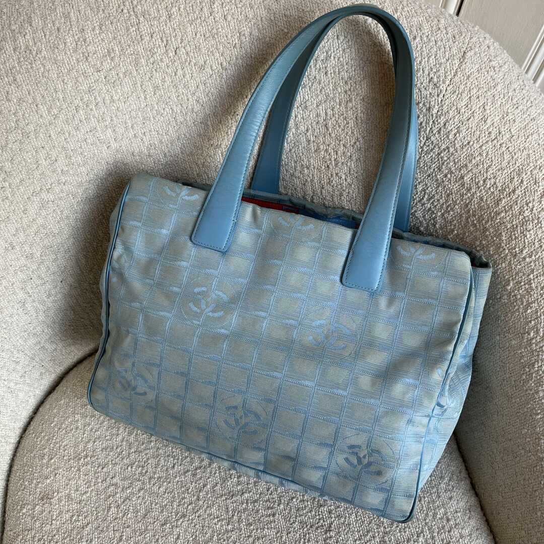 Chanel CC Travel Line Blue Tote Bag