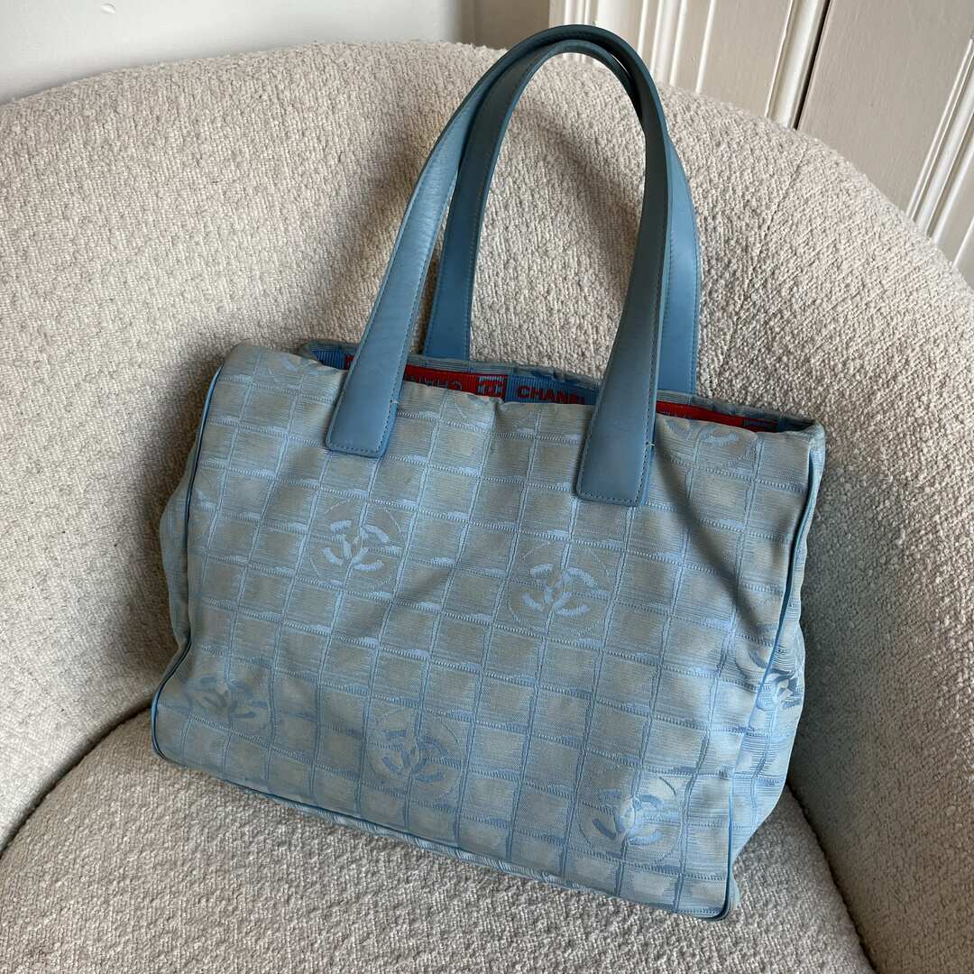 Chanel CC Travel Line Blue Tote Bag