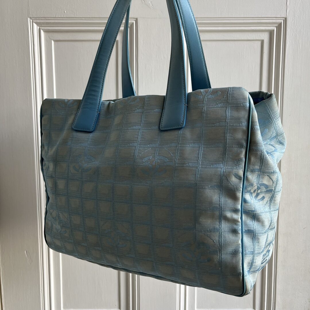 Chanel CC Travel Line Blue Tote Bag