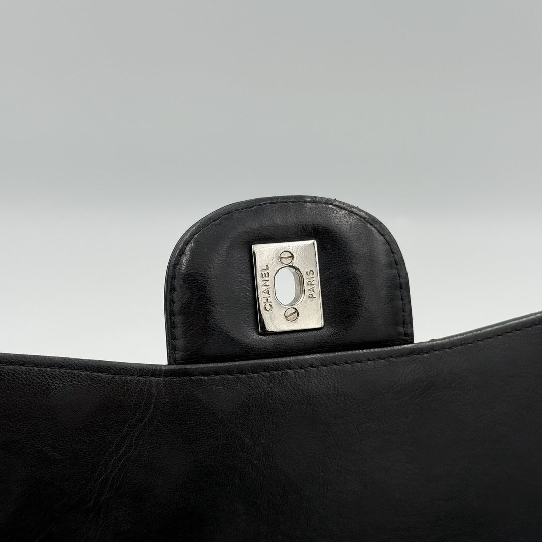 2010 Chanel CC Jumbo Flap Patent Leather Black Shoulder Bag