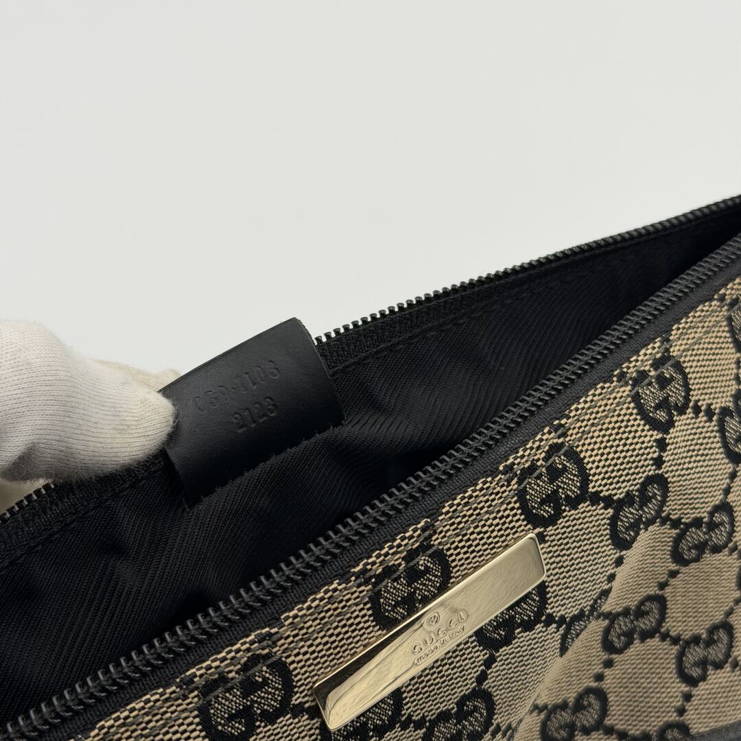 Gucci GG Monogram Black Boat Pochette Handbag