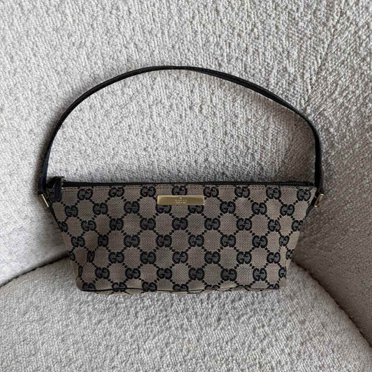 Gucci GG Monogram Black Boat Pochette Handbag