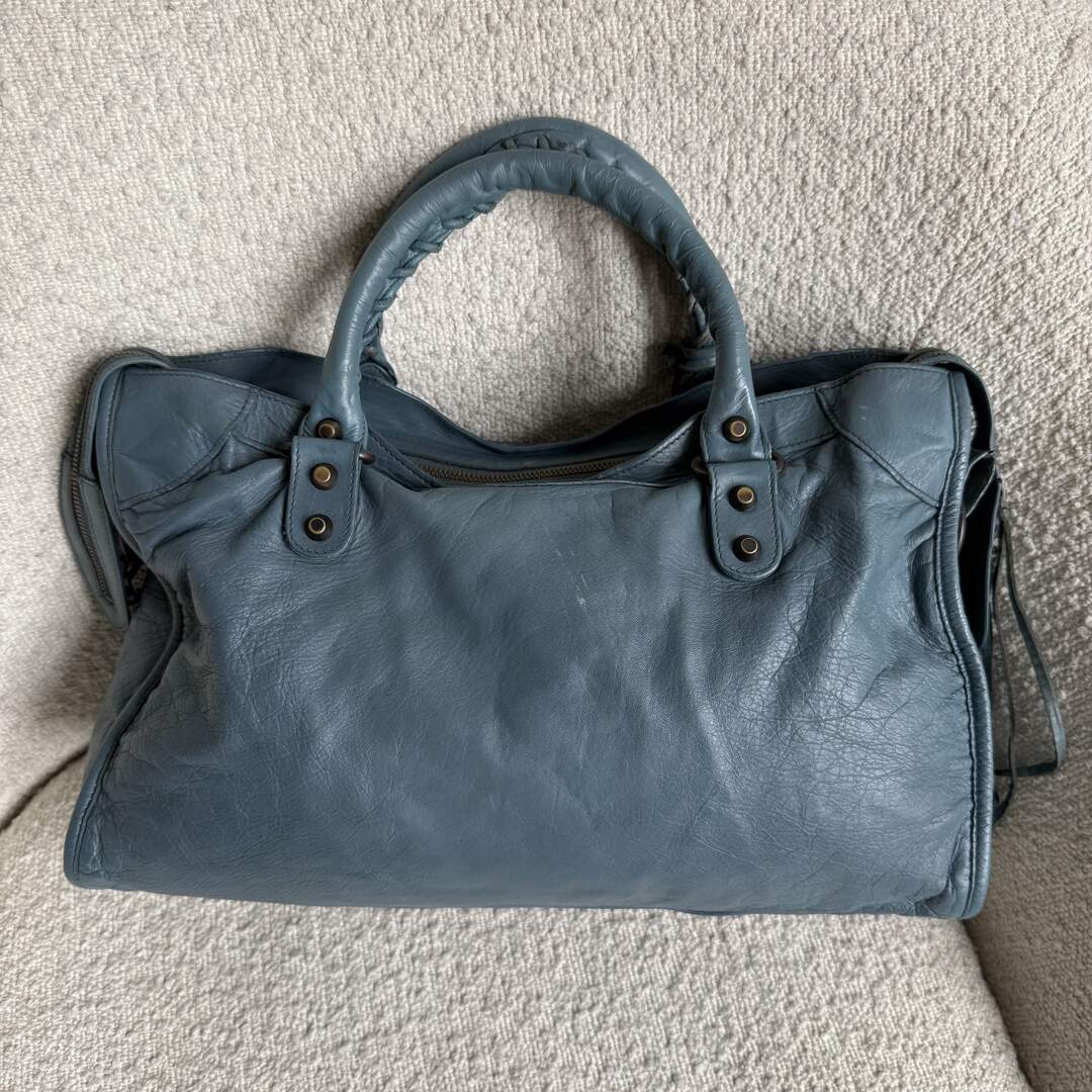 2009 Balenciaga The City Leather Blue Handbag