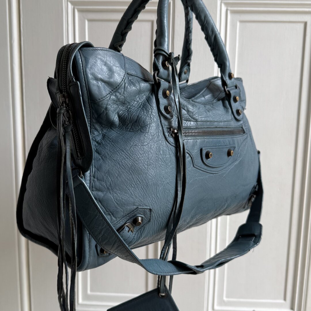 2009 Balenciaga The City Leather Blue Handbag