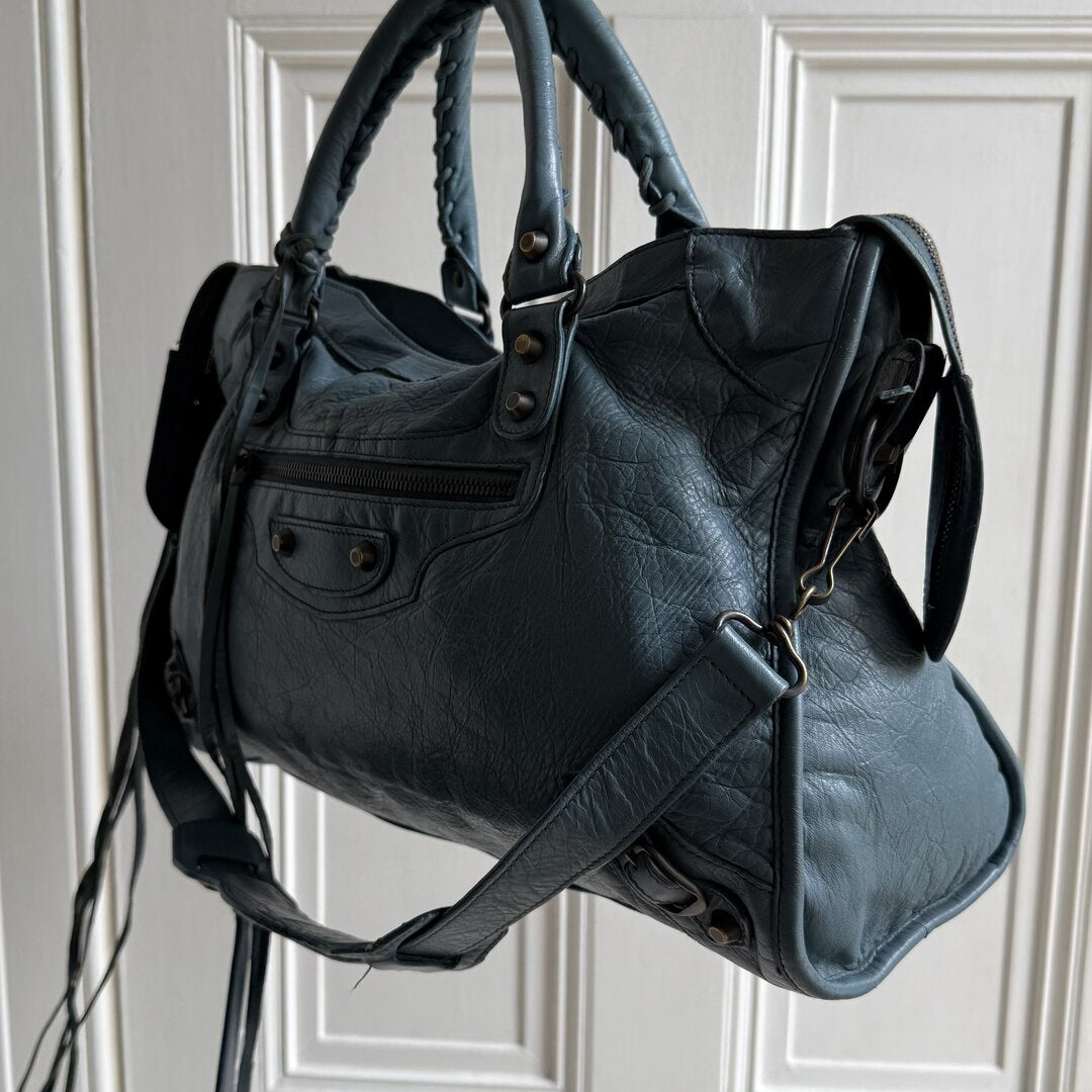 2009 Balenciaga The City Leather Blue Handbag