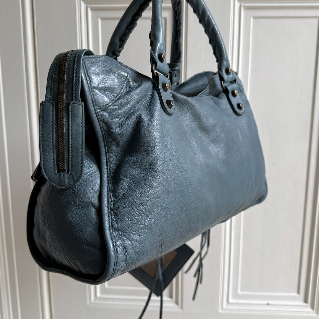 2009 Balenciaga The City Leather Blue Handbag