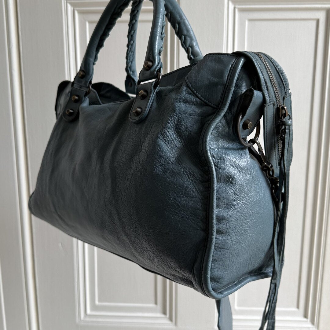 2009 Balenciaga The City Leather Blue Handbag