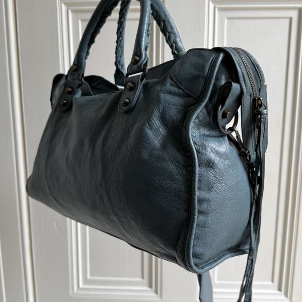 2009 Balenciaga The City Leather Blue Handbag