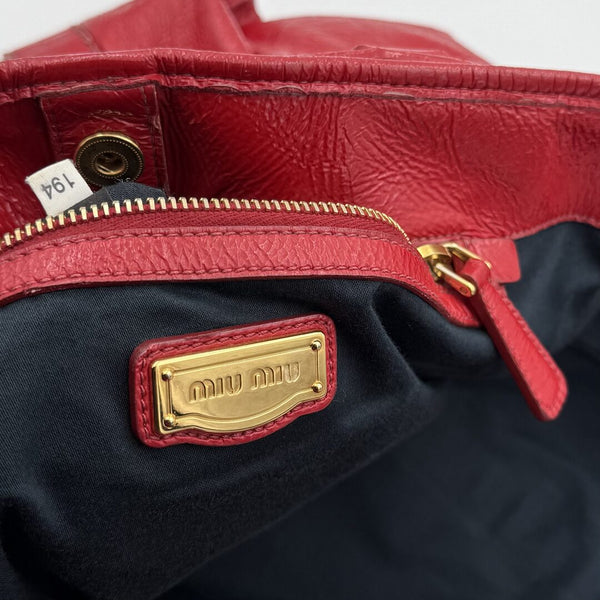 Miu Miu Leather Red Tote Bag