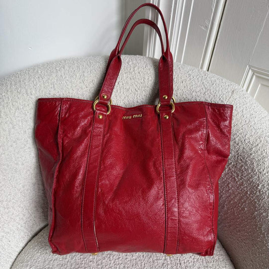 Miu Miu Leather Red Tote Bag