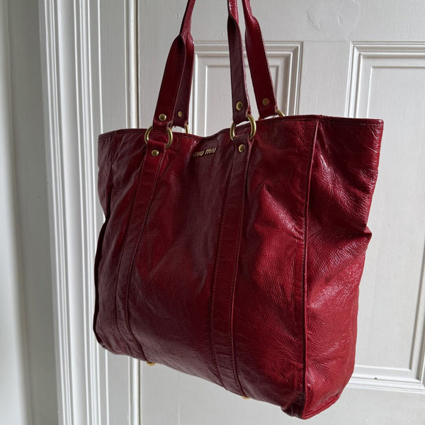 Miu Miu Leather Red Tote Bag