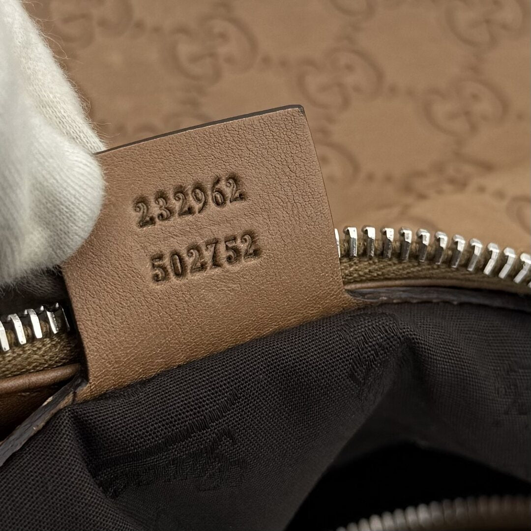 Gucci Guccissima Twins Hobo Brown Leather Shoulder Bag