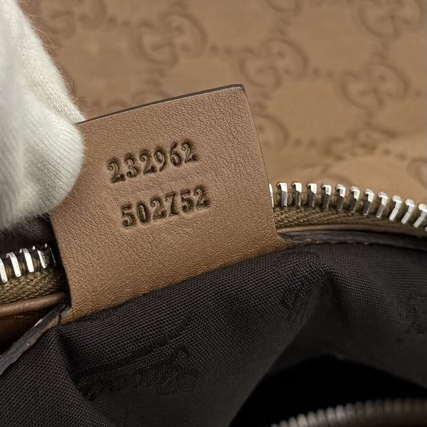 Gucci Guccissima Twins Hobo Brown Leather Shoulder Bag