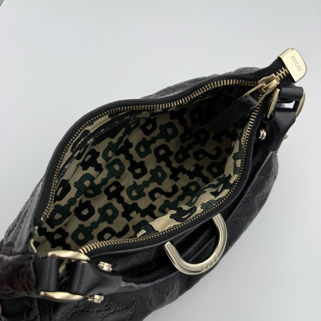 Gucci Guccissima Abbey Leather Black Shoulder Bag