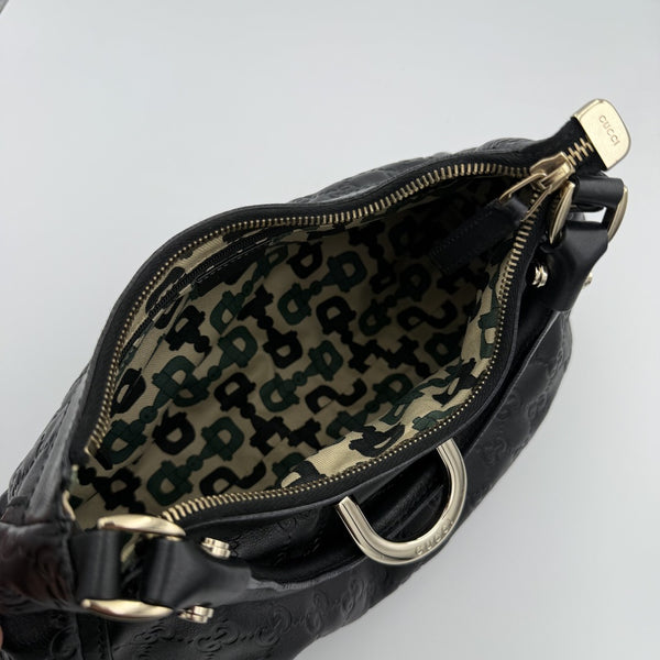Gucci Guccissima Abbey Leather Black Shoulder Bag