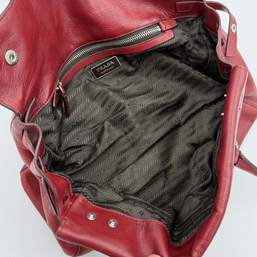 Prada Vitello Easy Leather Red Shoulder Bag