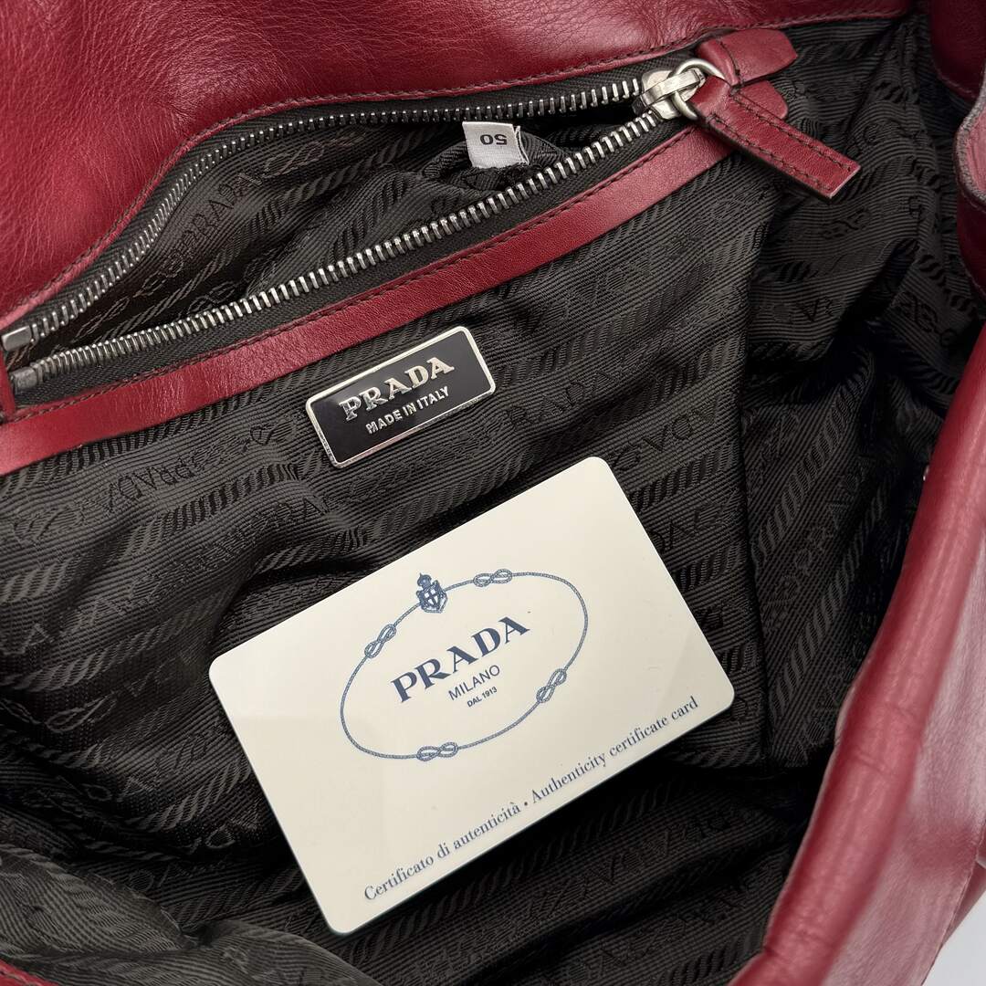 Prada Vitello Easy Leather Red Shoulder Bag