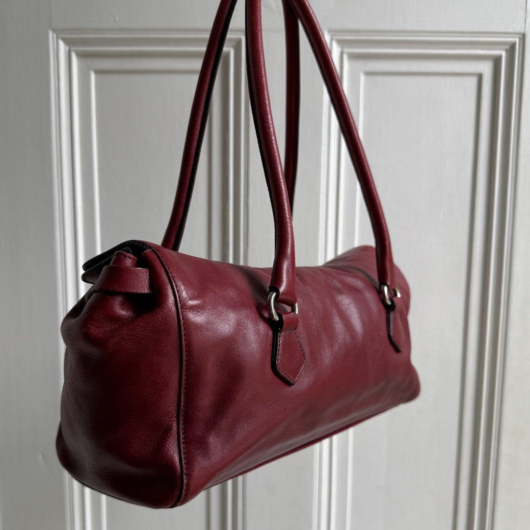 Prada Vitello Easy Leather Red Shoulder Bag