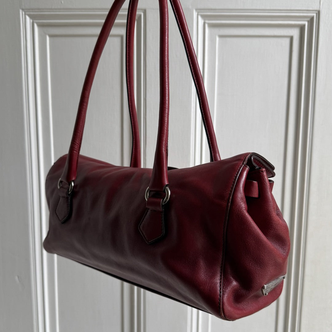 Prada Vitello Easy Leather Red Shoulder Bag
