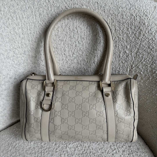 Gucci Guccissima Abbey Cream Shoulder Bag