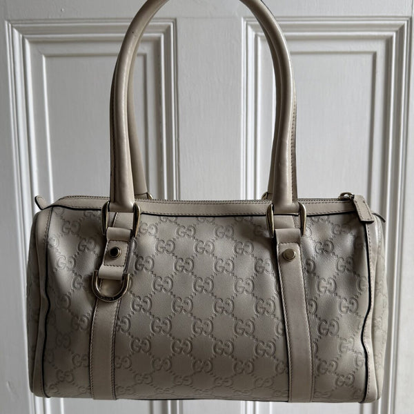 Gucci Guccissima Abbey Cream Shoulder Bag