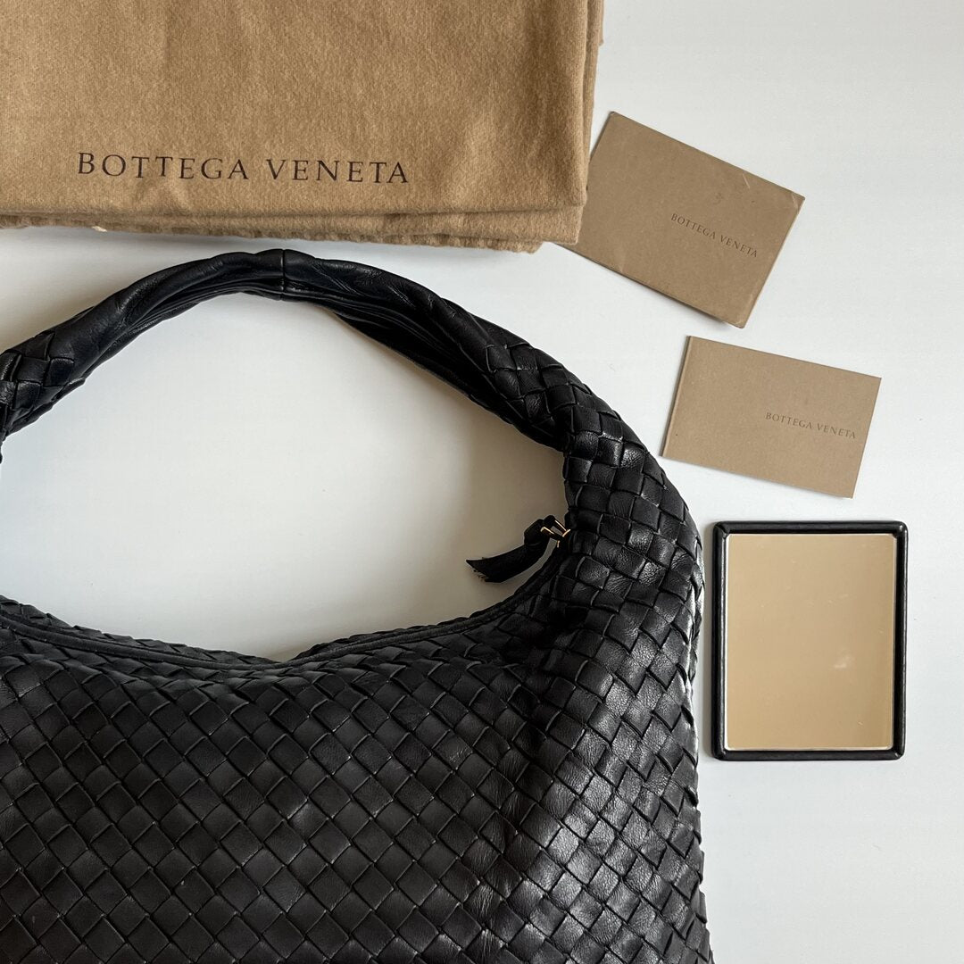 Bottega Veneta Intrecciato Hobo Black Bag