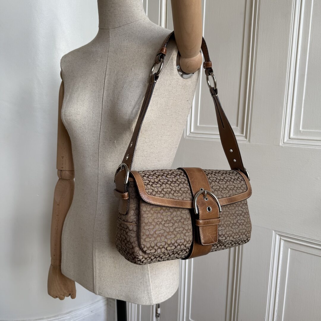 Coach Soho Mini Signature Brown Shoulder Bag