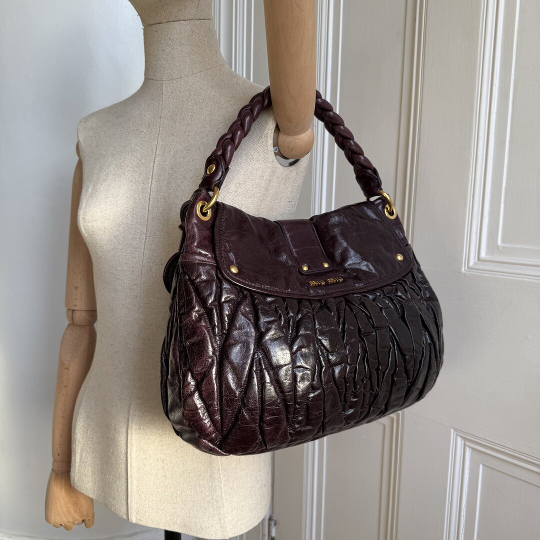 Miu Miu Matelasse Leather Purple Shoulder Bag
