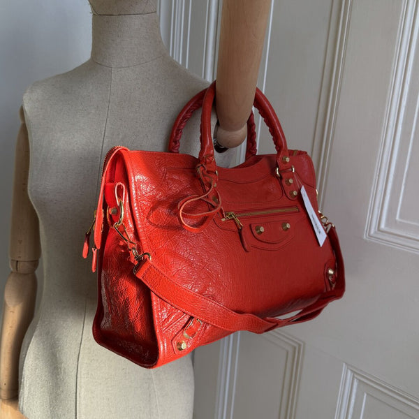2015 Balenciaga Giant City Leather Red Handbag