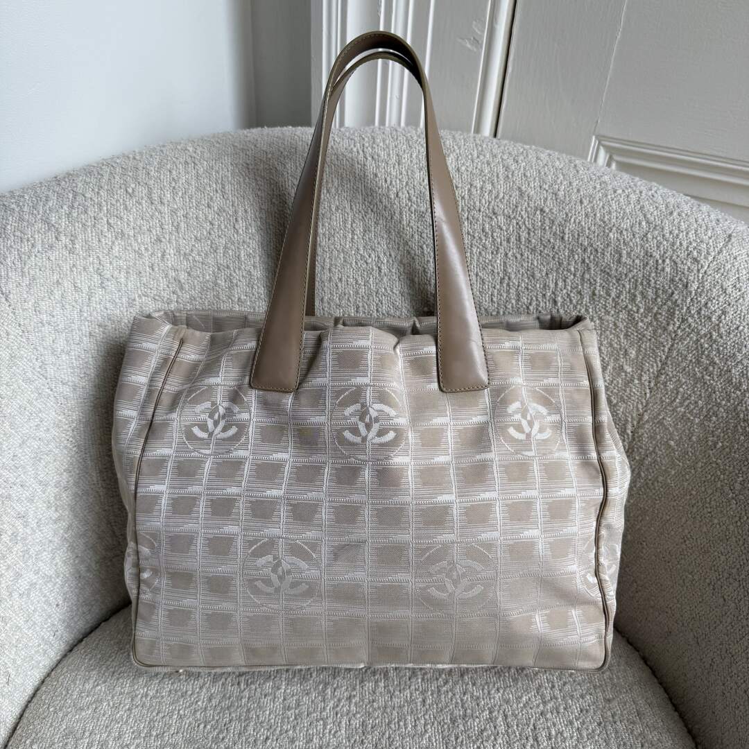 2003 Chanel CC Travel Line Beige Tote Bag
