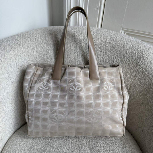 2003 Chanel CC Travel Line Beige Tote Bag