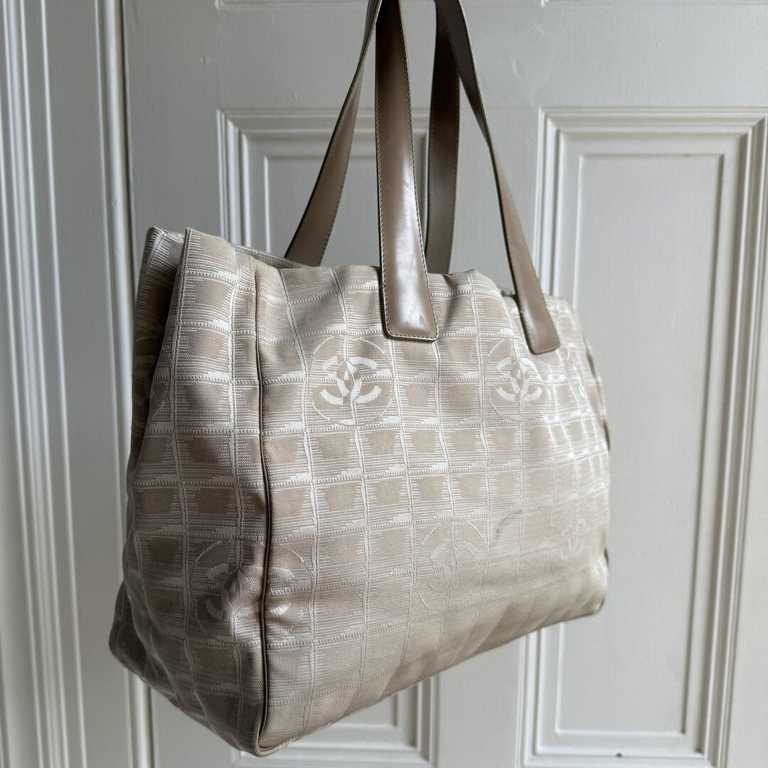 2003 Chanel CC Travel Line Beige Tote Bag