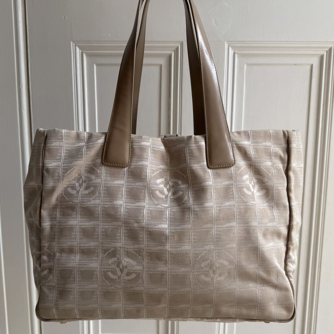 2003 Chanel CC Travel Line Beige Tote Bag