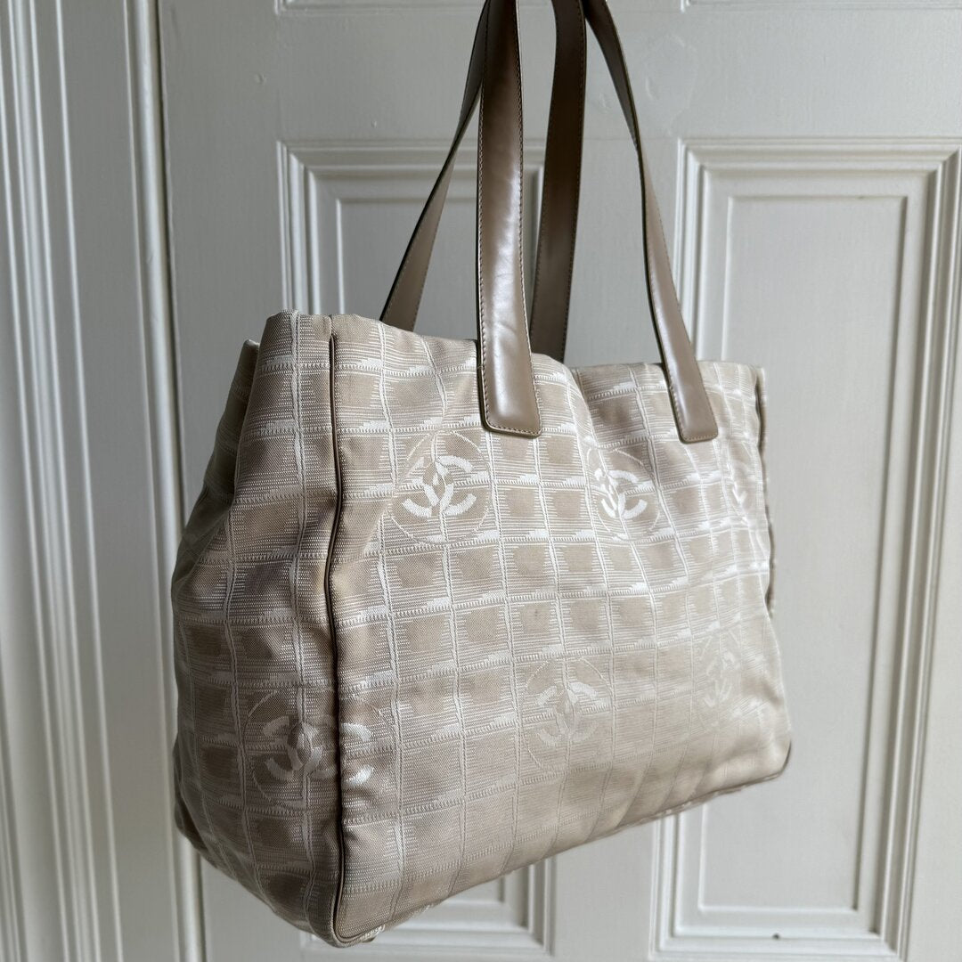 2003 Chanel CC Travel Line Beige Tote Bag