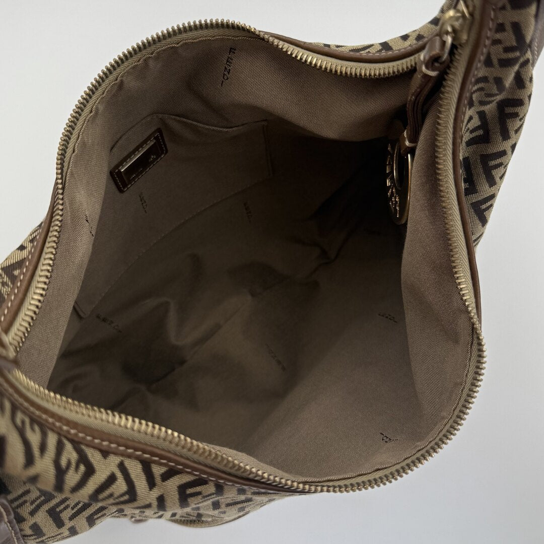 Fendi Zucchino Chef Hobo Brown Shoulder Bag