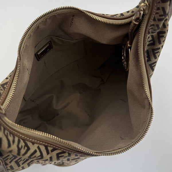 Fendi Zucchino Chef Hobo Brown Shoulder Bag