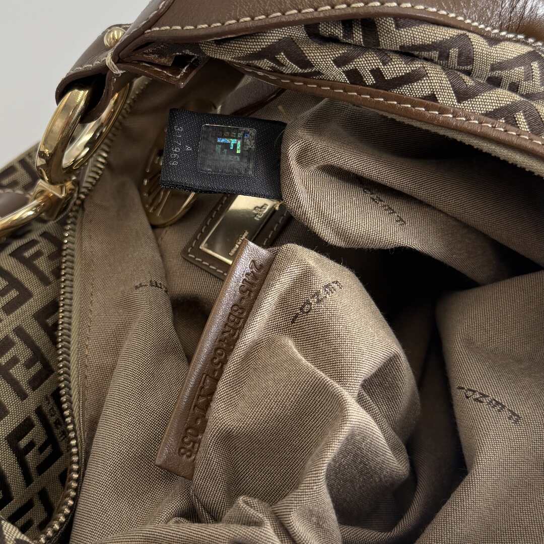 Fendi Zucchino Chef Hobo Brown Shoulder Bag