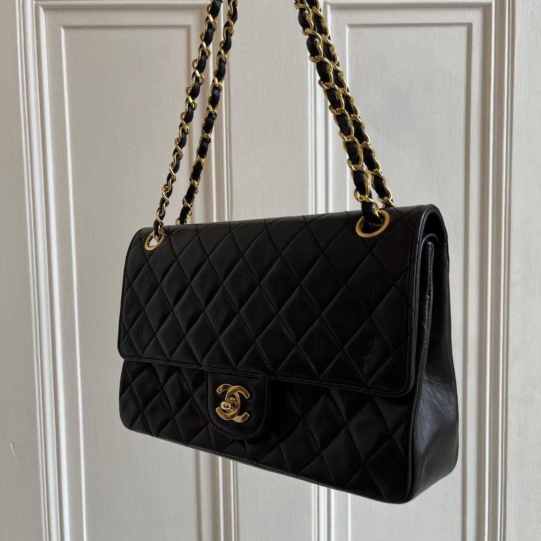 Chanel Matelasse Double Flap Chain 24K Black Shoulder Bag