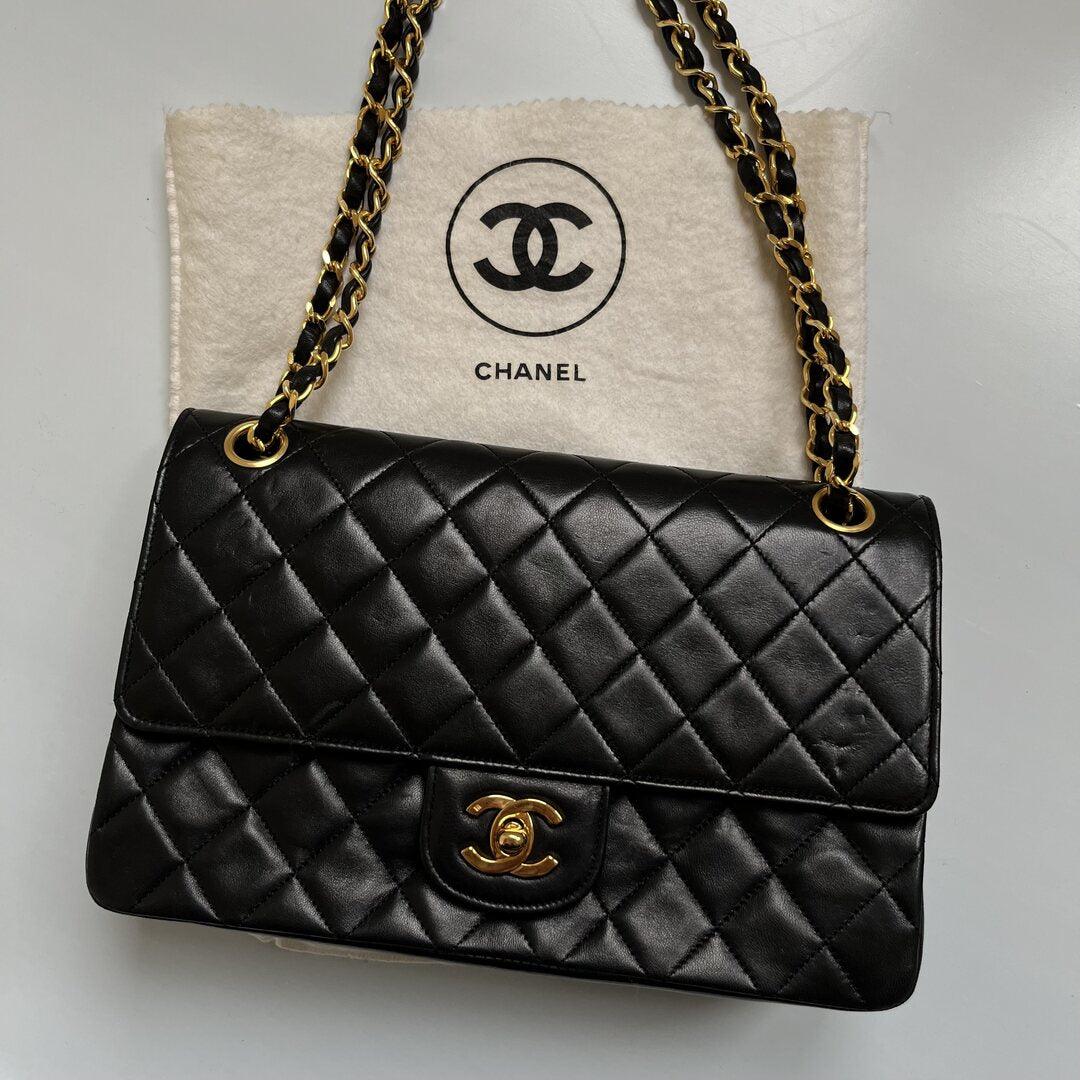 Chanel Matelasse Double Flap Chain 24K Black Shoulder Bag