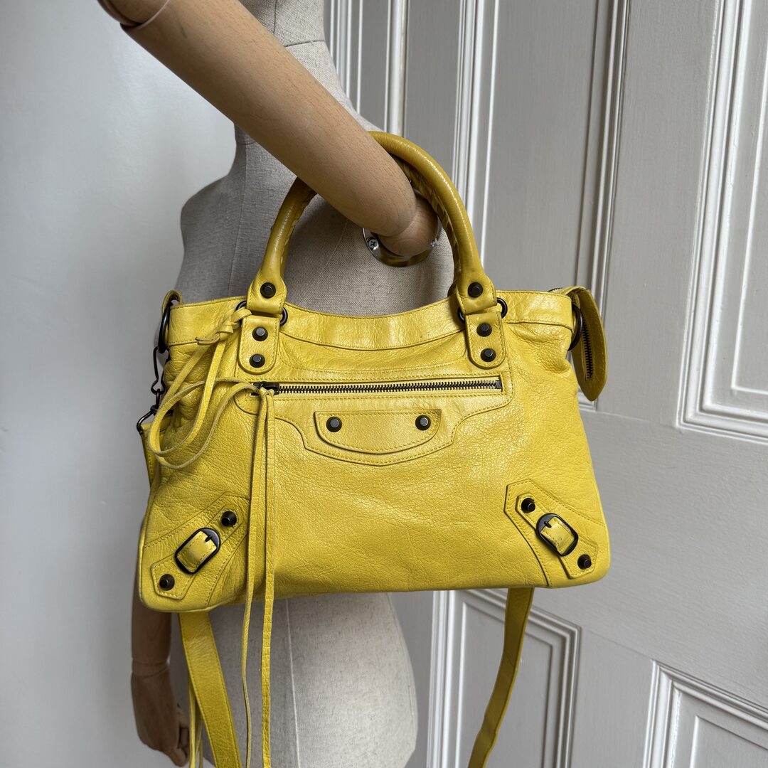 2003 Balenciaga The Town Yellow Leather Bag