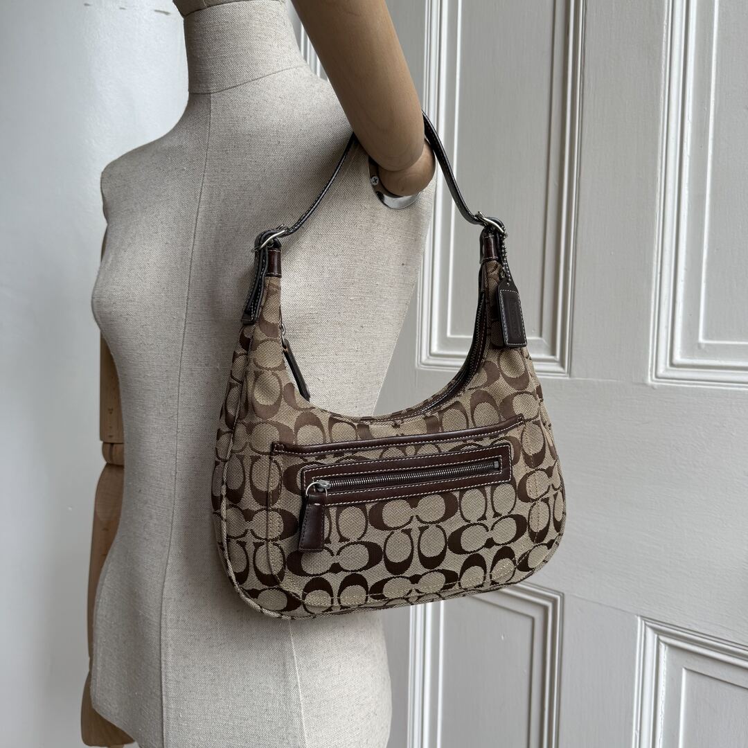 Coach Signature Brown Hobo Shoulder Bag
