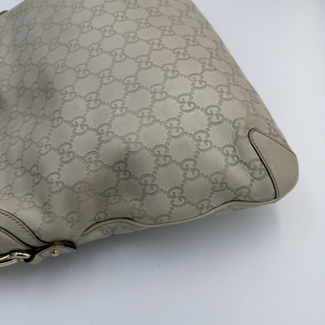 Gucci Guccissima GG Horsebit Cream Shoulder Bag