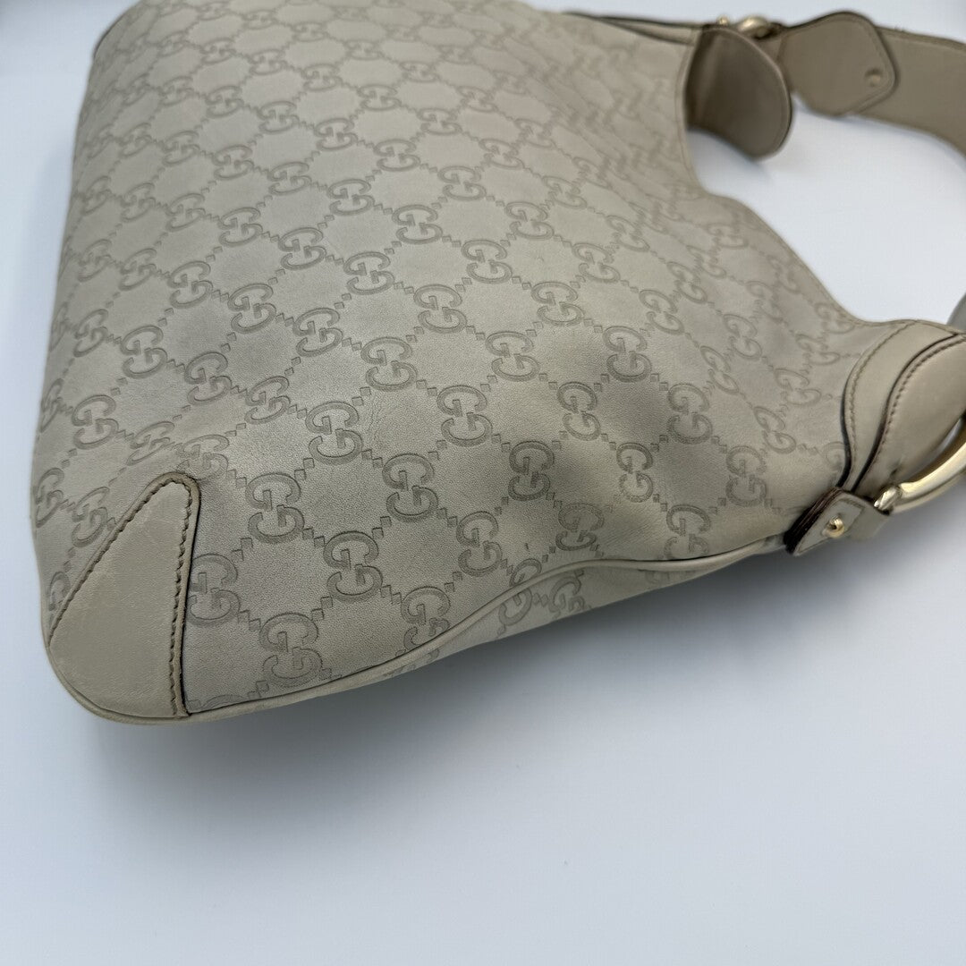 Gucci Guccissima GG Horsebit Cream Shoulder Bag