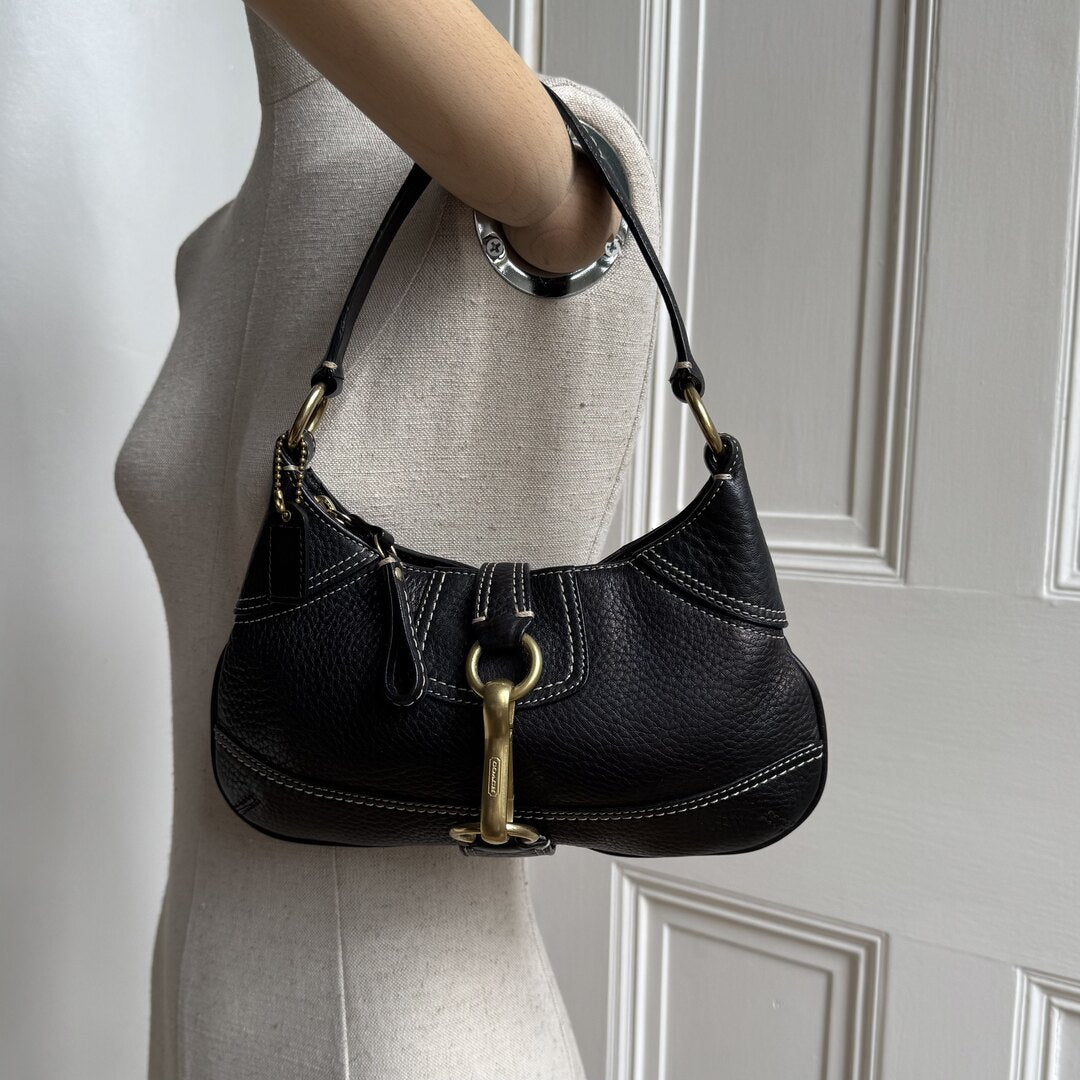 Coach Mini Hampton Black Leather Shoulder Bag