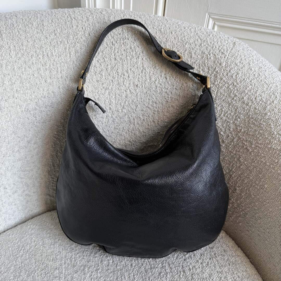 Gucci Interlocking G Blondie Leather Black Hobo Shoulder Bag