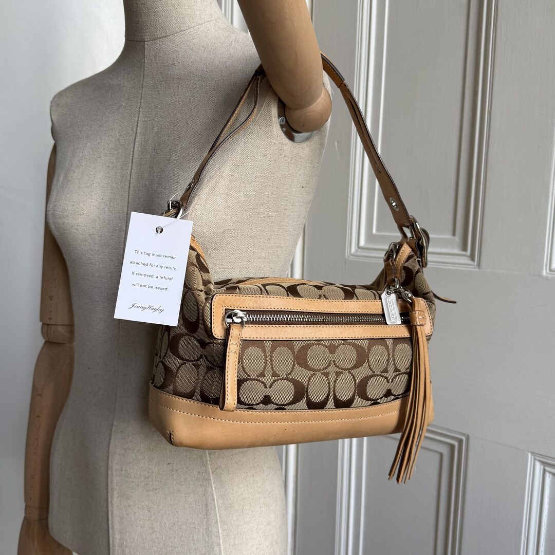 Coach Signature Tassel Tan Shoulder Bag