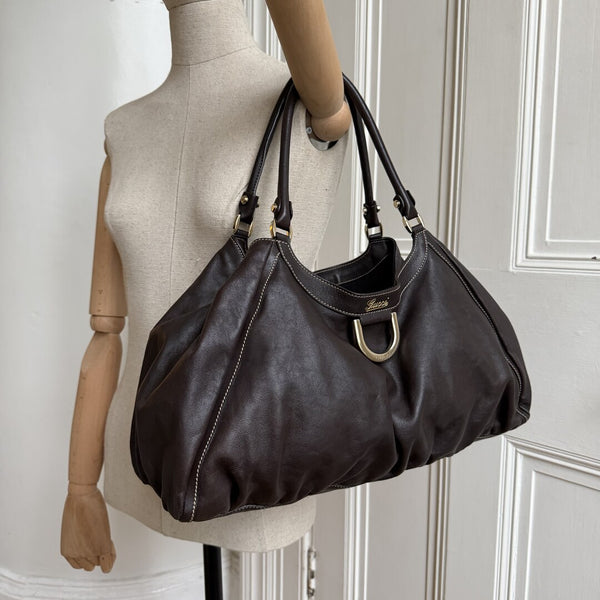 Gucci Abbey Brown Leather Tote Bag