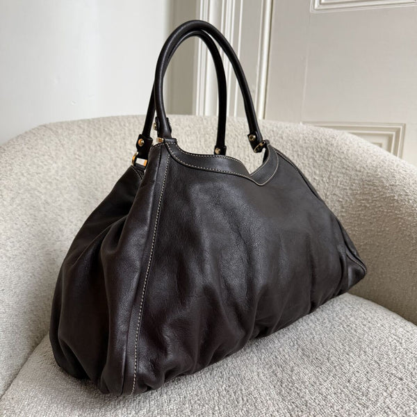 Gucci Abbey Brown Leather Tote Bag