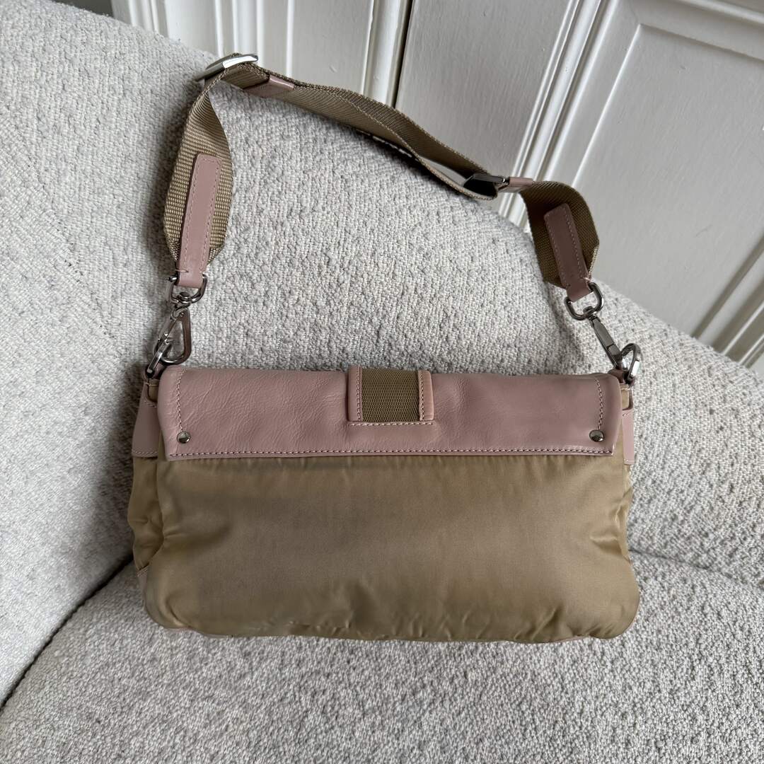 2000s Prada Scamosciato Pink Leather Shoulder Bag
